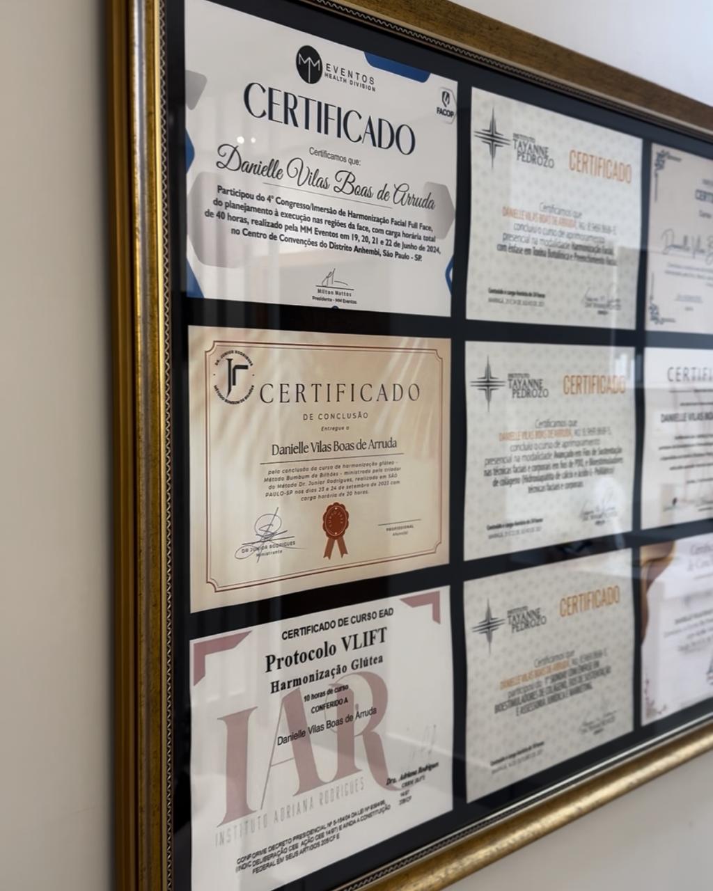 Certificados de formações realizadas por Danielle Arruda